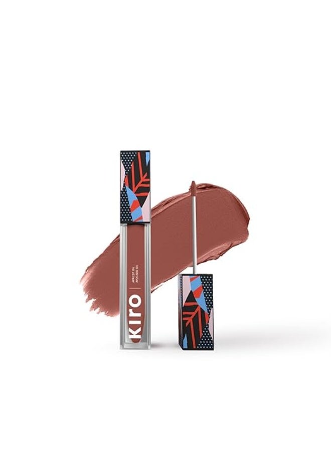 كيرو أحمر شفاه سائل غير لامع من كيرو، لون بني باهت (بني هادئ)، 5 مل | غني بالأصباغ، يدوم طويلاً، مرطب | مقاوم للماء، لا يتلطخ، خفيف الوزن | غني بزيت الأفوكادو والمشمش - Image 2